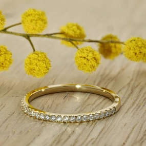 18ct Yellow Gold Micro Set Diamond 1.4mm Slim Half Eternity Ring