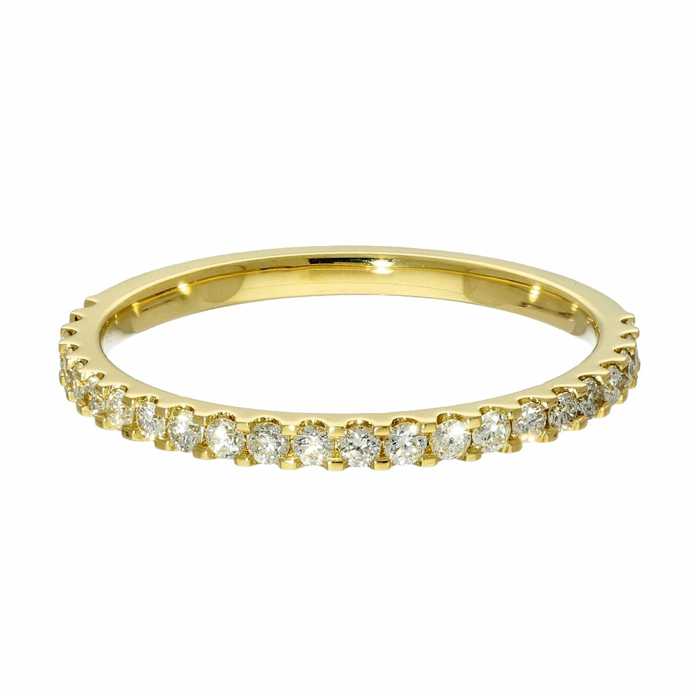 18ct Yellow Gold Micro Set Diamond 1.6mm Slim Half Eternity Ring