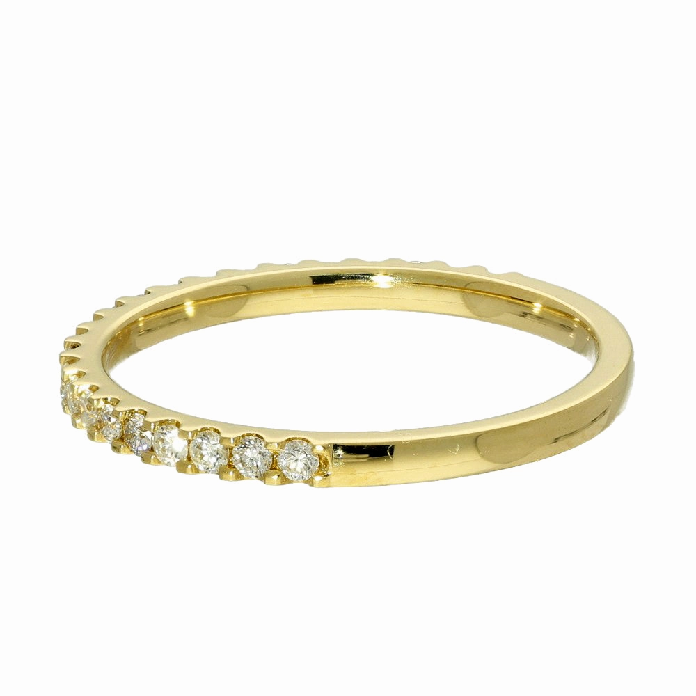 18ct Yellow Gold Micro Set Diamond 1.6mm Slim Half Eternity Ring