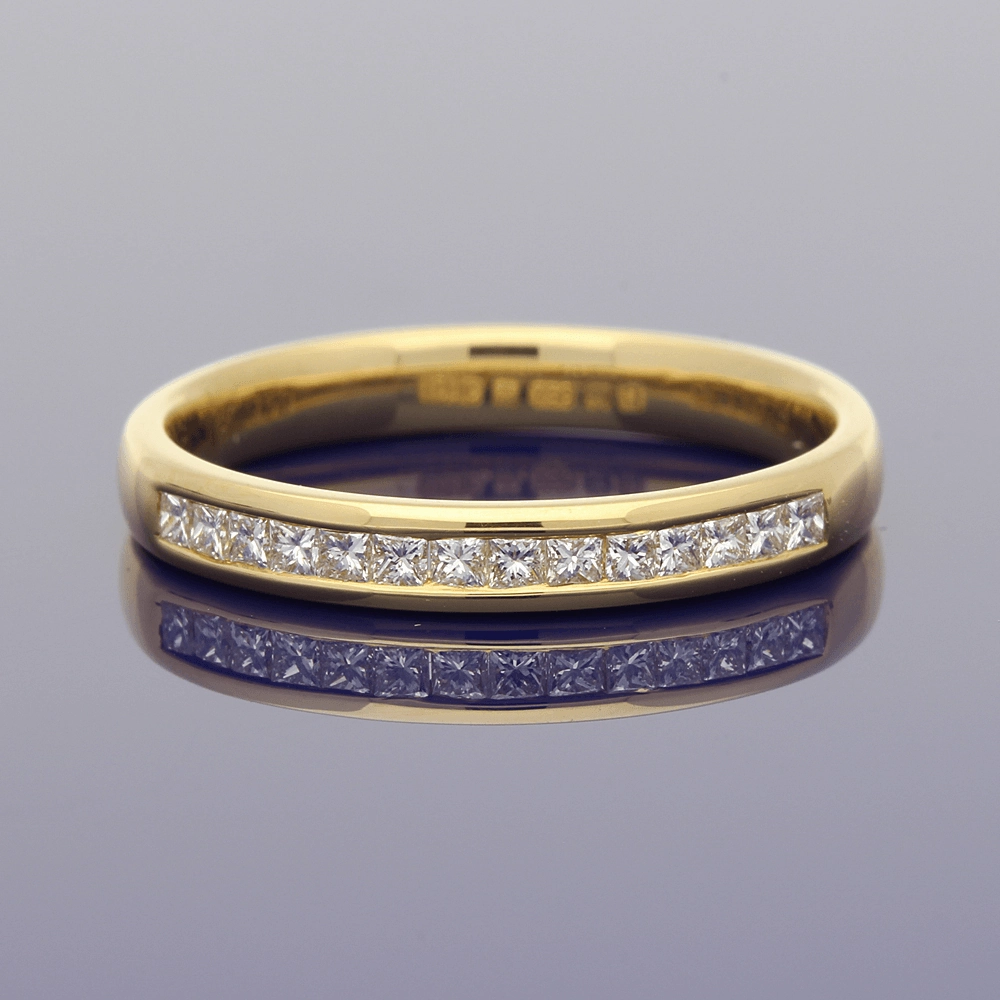 18ct Yellow Gold Princess Cut Diamond Half Eternity Ring