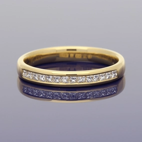 18ct Yellow Gold Princess Cut Diamond Half Eternity Ring