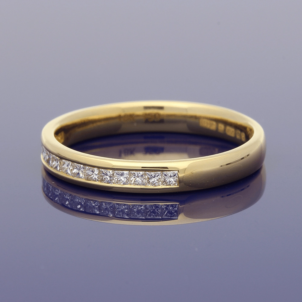 18ct Yellow Gold Princess Cut Diamond Half Eternity Ring