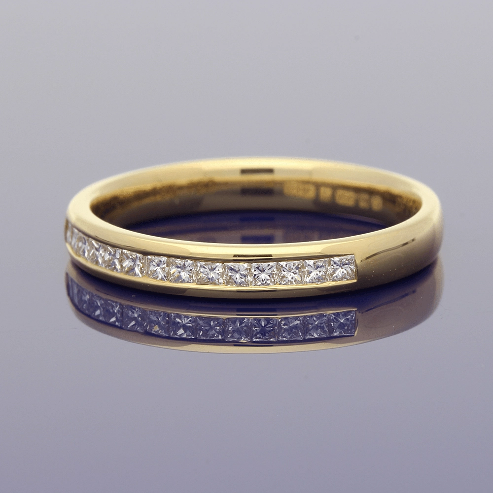 18ct Yellow Gold Princess Cut Diamond Half Eternity Ring