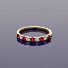 18ct Yellow Gold Ruby & Diamond Half Eternity Ring