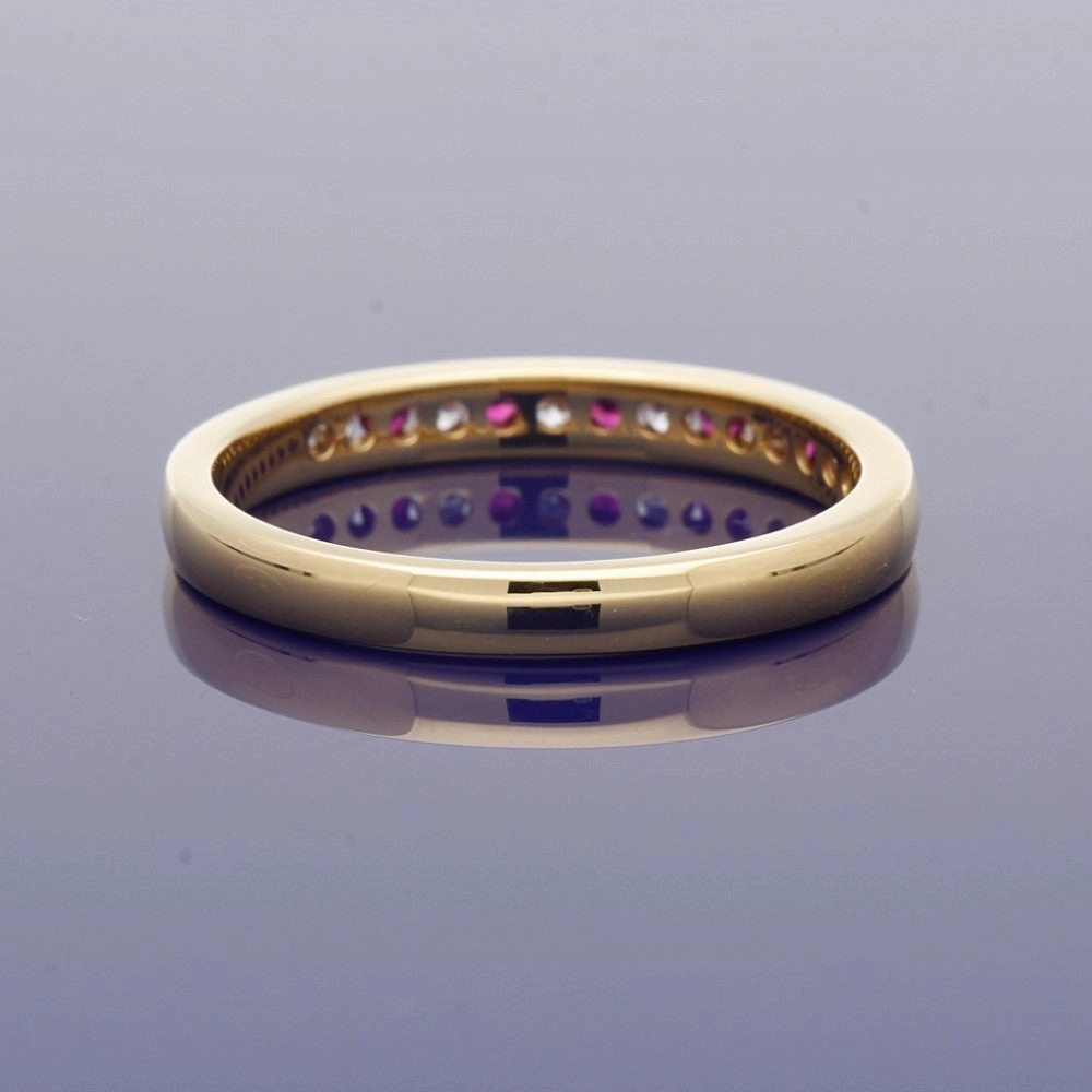 18ct Yellow Gold Ruby & Diamond Half Eternity Ring