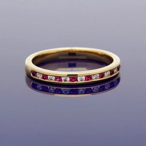 18ct Yellow Gold Ruby & Diamond Half Eternity Ring