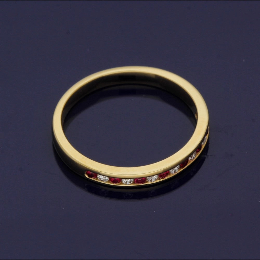 18ct Yellow Gold Ruby & Diamond Half Eternity Ring