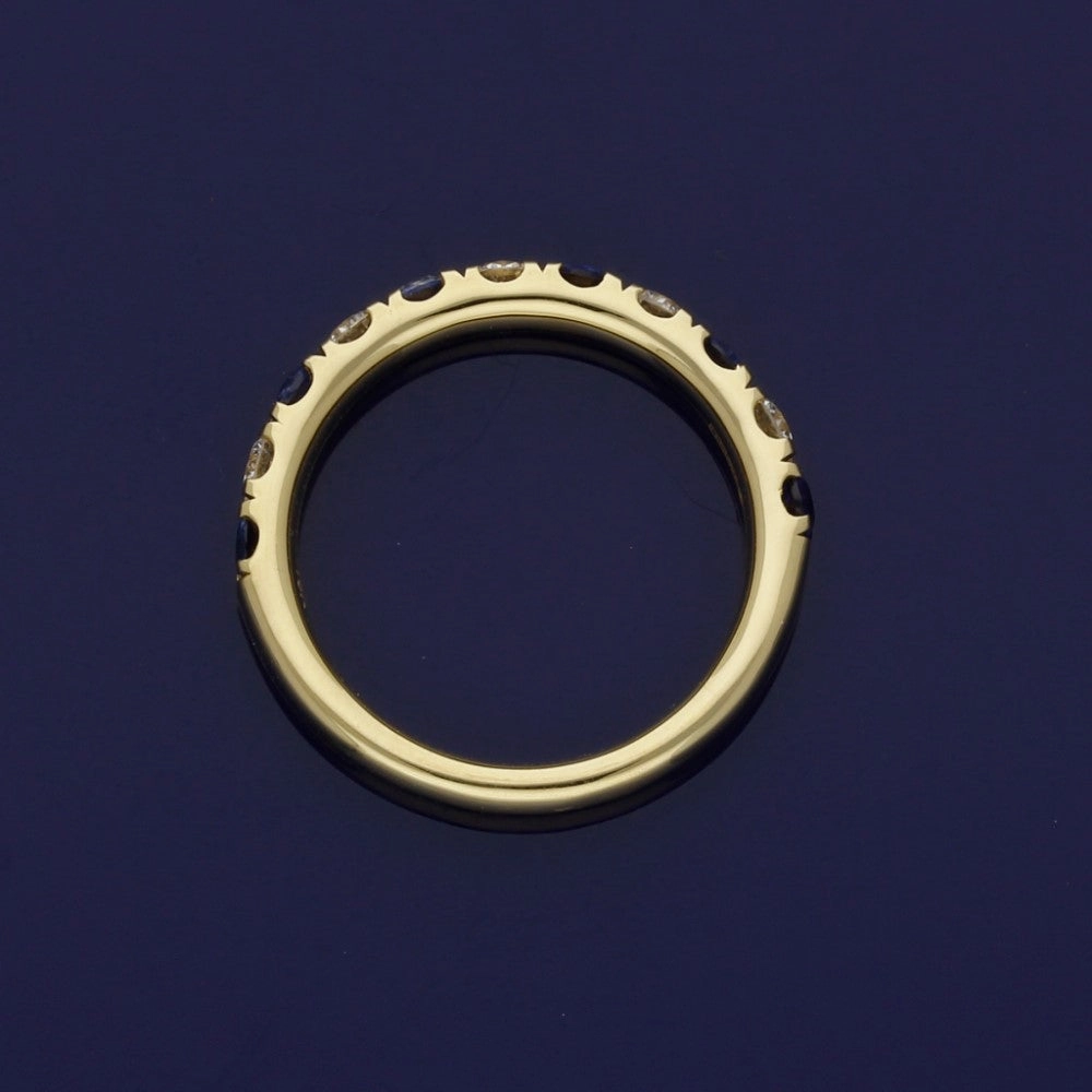 18ct Yellow Gold Sapphire & Diamond 3mm Half Eternity Ring