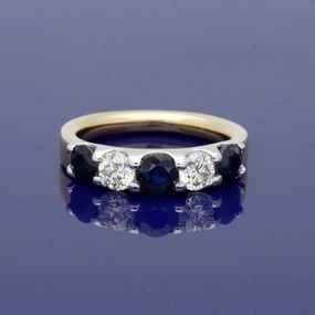 18ct Yellow Gold Sapphire & Diamond 5mm Half Eternity Ring