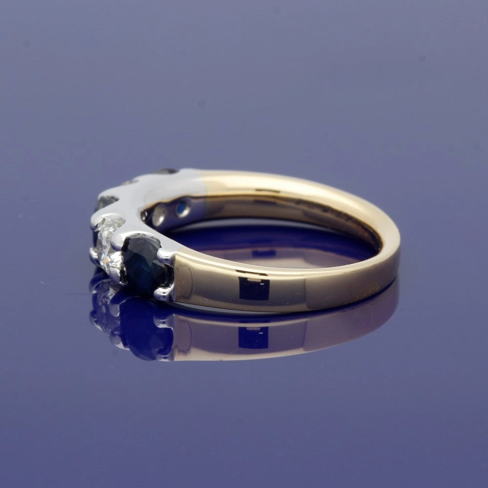 18ct Yellow Gold Sapphire & Diamond 5mm Half Eternity Ring