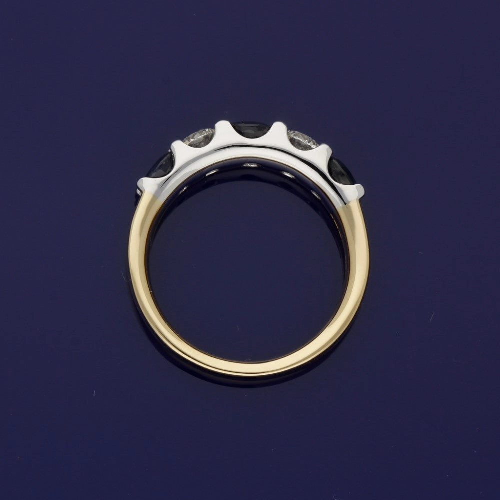 18ct Yellow Gold Sapphire & Diamond 5mm Half Eternity Ring