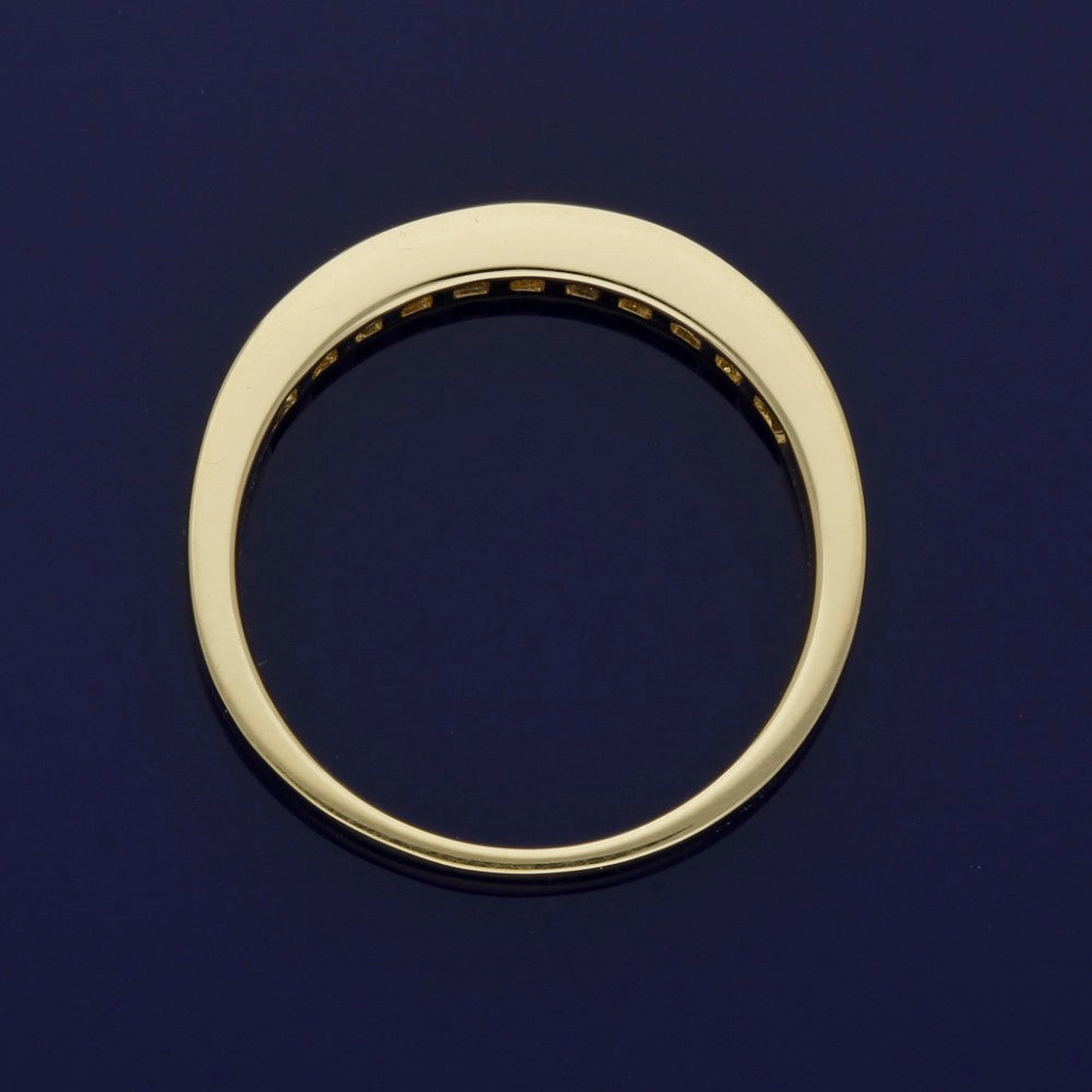 18ct Yellow Gold Sapphire & Princess Cut Diamond Half Eternity Ring