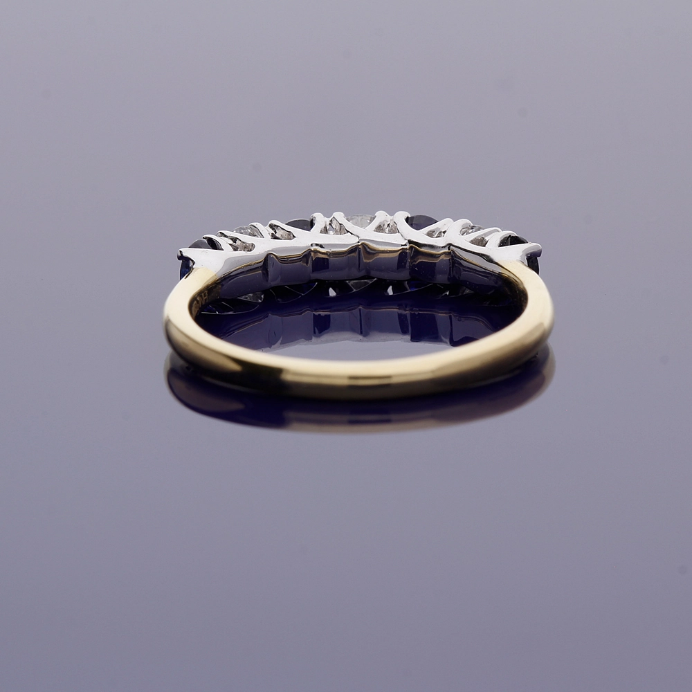 18ct Yellow Gold Sapphire and Diamond Half Eternity Ring