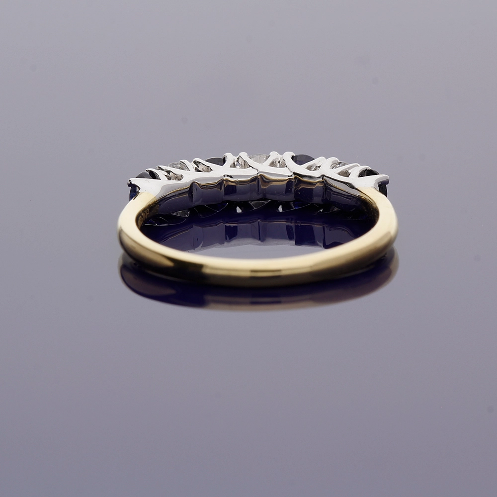 18ct Yellow Gold Sapphire and Diamond Half Eternity Ring