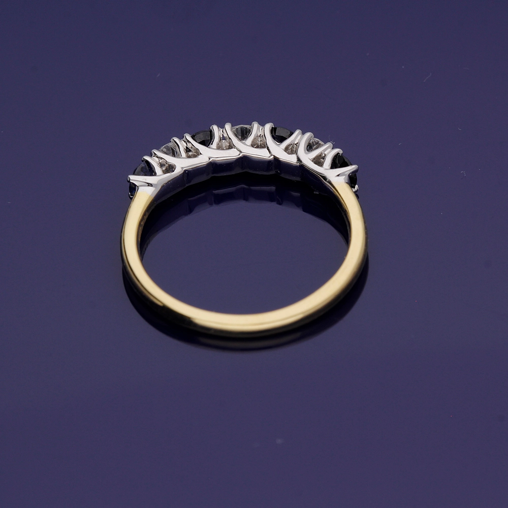 18ct Yellow Gold Sapphire and Diamond Half Eternity Ring