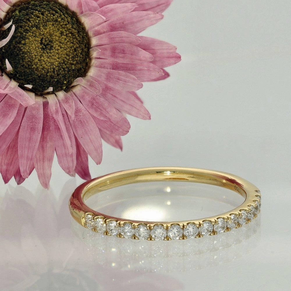 18ct Yellow Gold Slim Diamond Half Eternity Ring