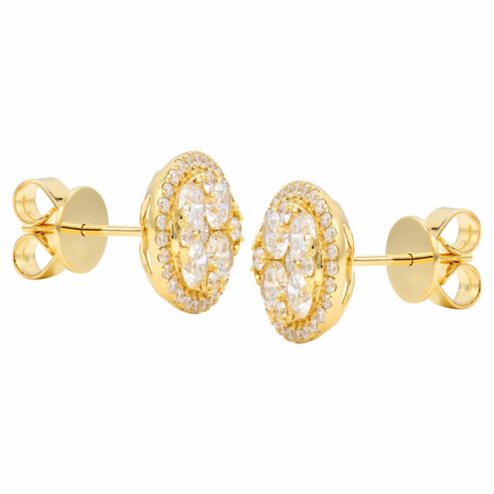 18k Diamond Cluster Stud Earrings