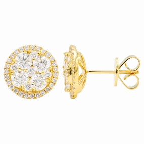 18k Diamond Cluster Stud Earrings