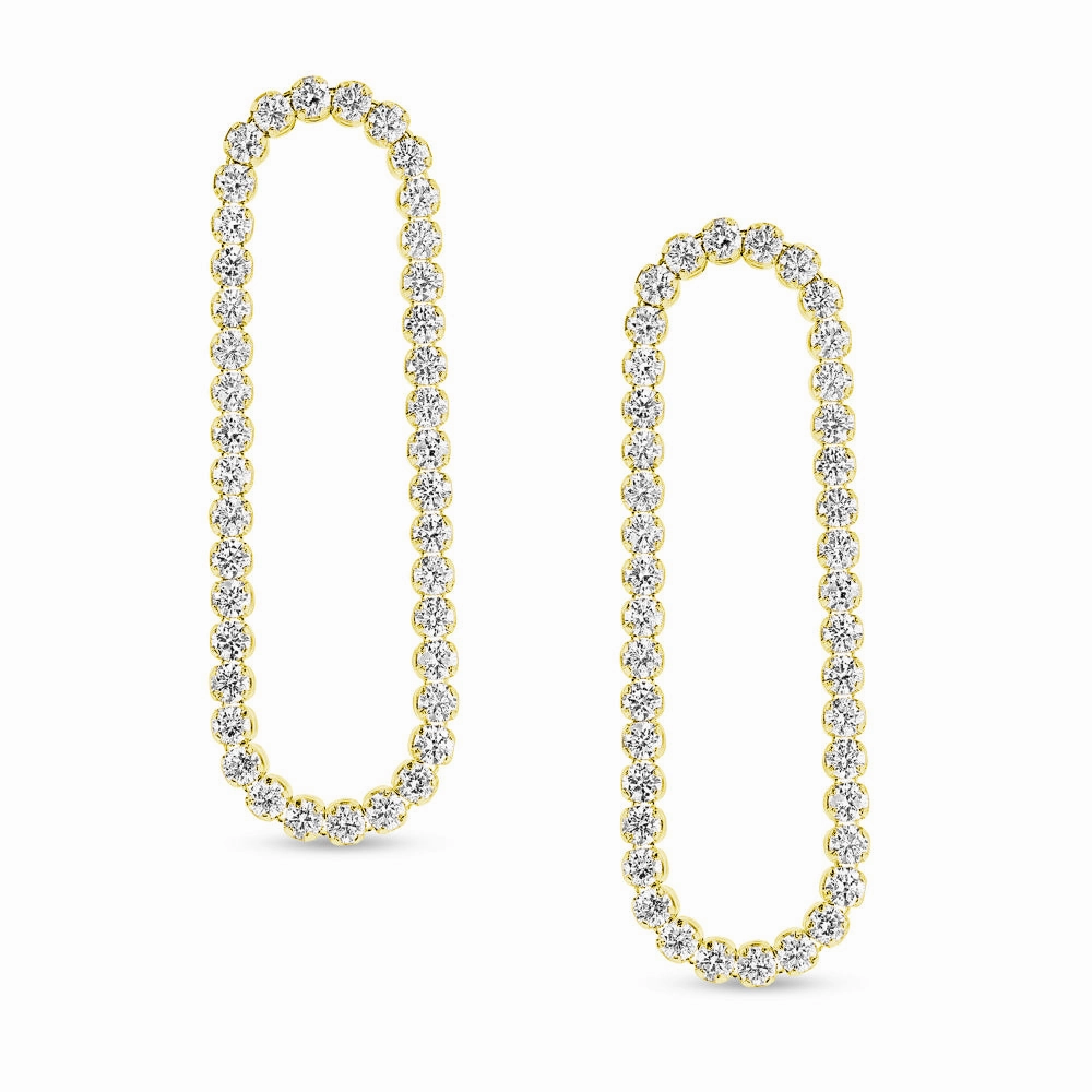18k Front Facing Flexible Diamond Dangle Earrings