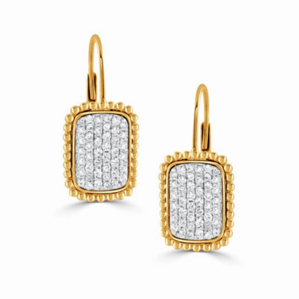 18k Gold Diamond Cluster Drop Earrings