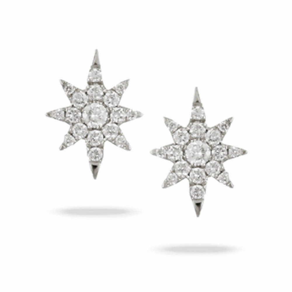 18k Gold Diamond Starburst Studs