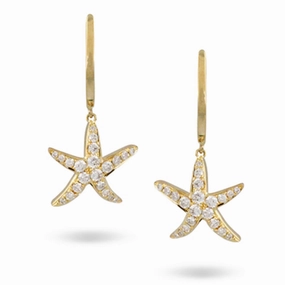 18k Gold Diamond Starfish Earrings