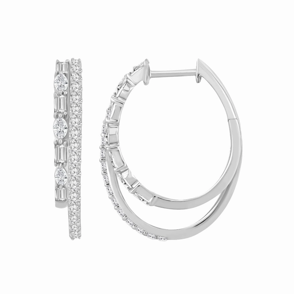 18k Gold Double Row Hoop Earrings