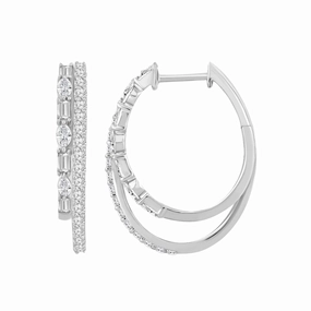 18k Gold Double Row Hoop Earrings