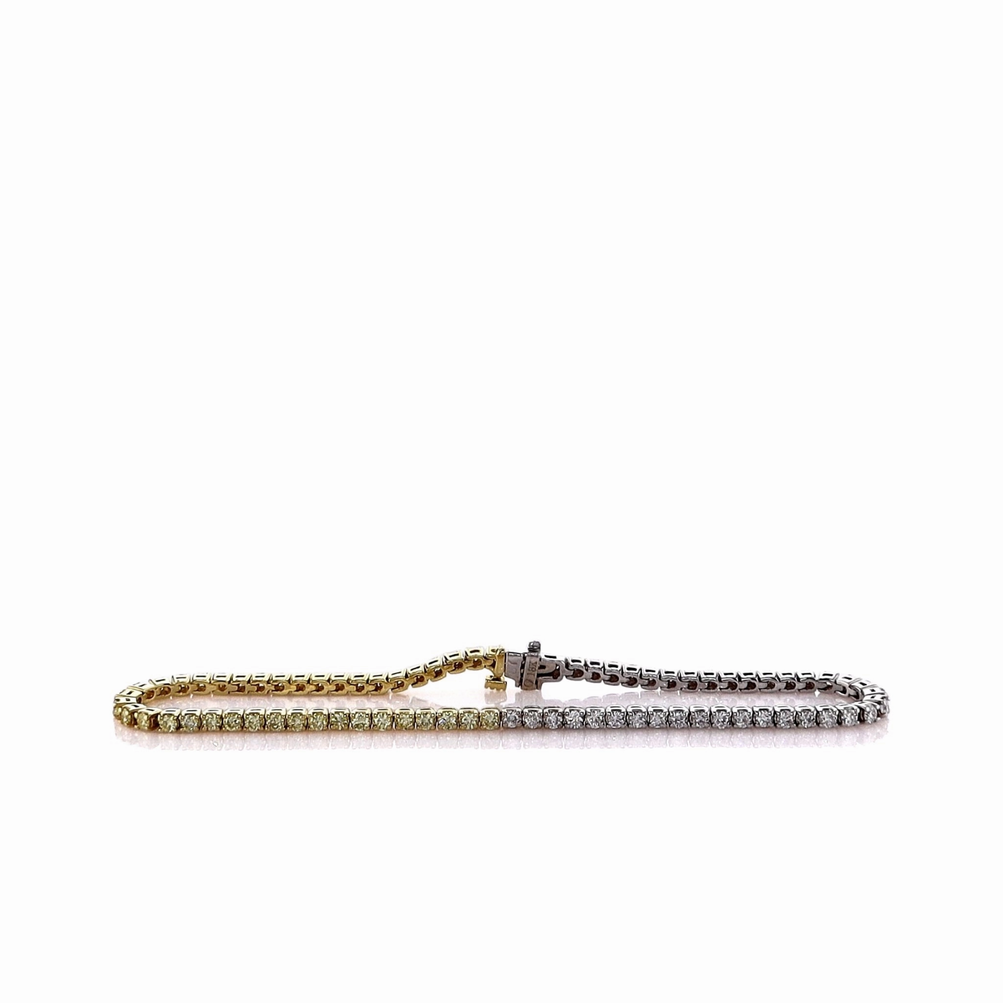 18k Two-Tone 7" Half Yellow and Half White Diamond Tennis Bracelet