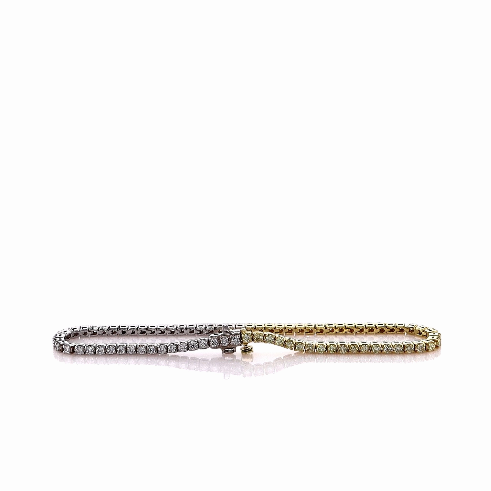 18k Two-Tone 7" Half Yellow and Half White Diamond Tennis Bracelet