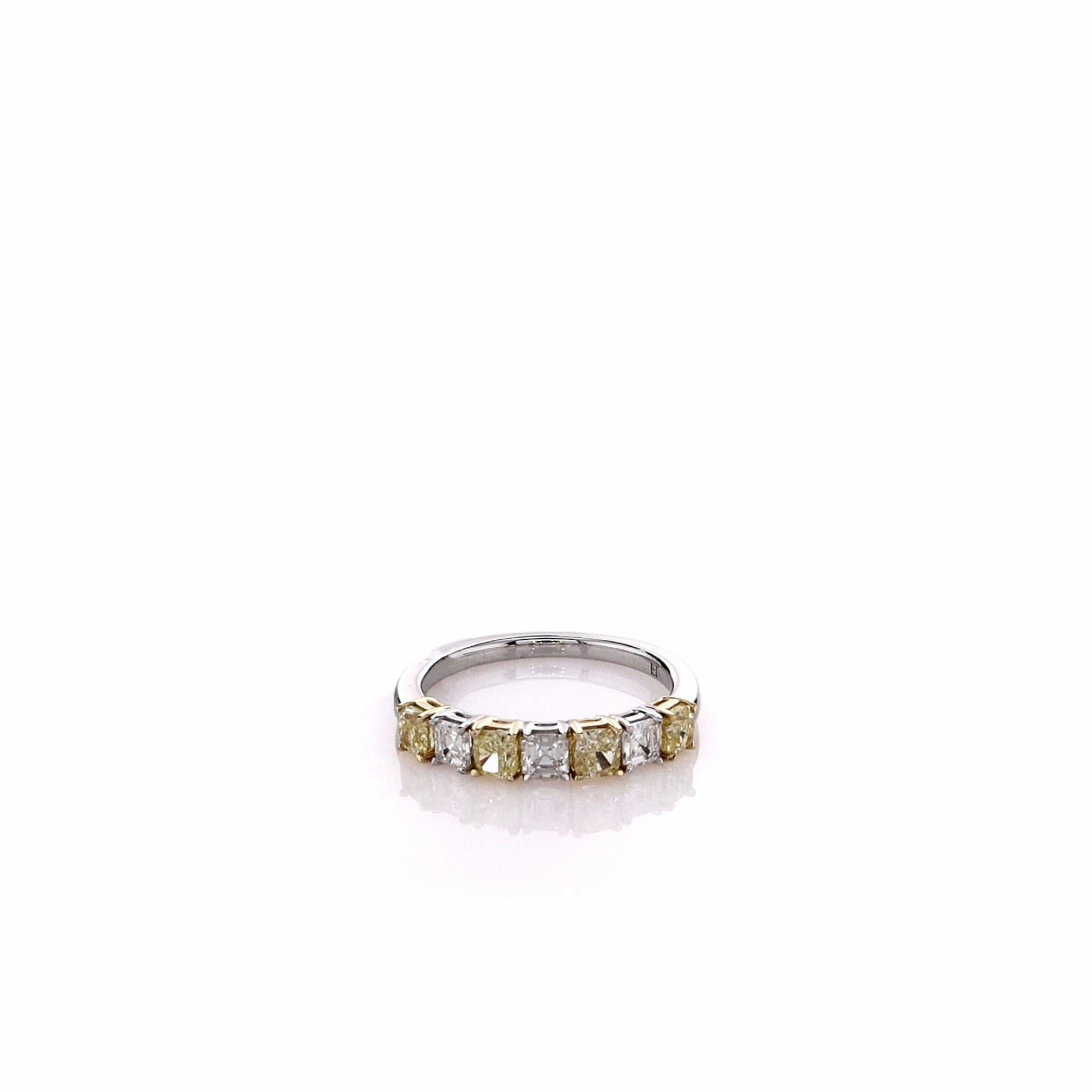 18k Two-Tone Alternating Yellow and White Diamond Band