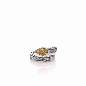 18k Two-Tone Yellow and White Diamond Bypass Ring