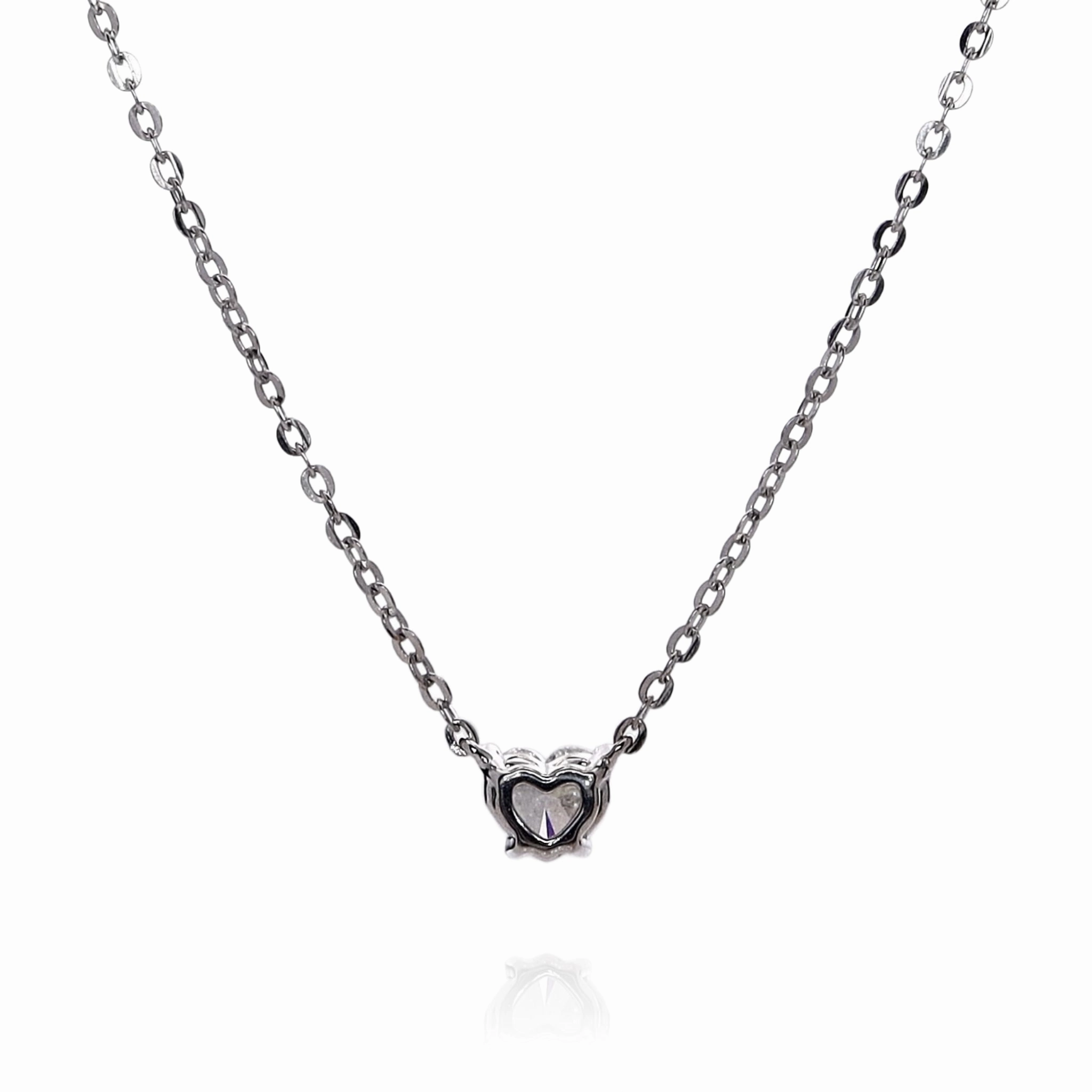 18k White Gold 0.70ct Heart Shaped Diamond Solitaire Pendant Necklace