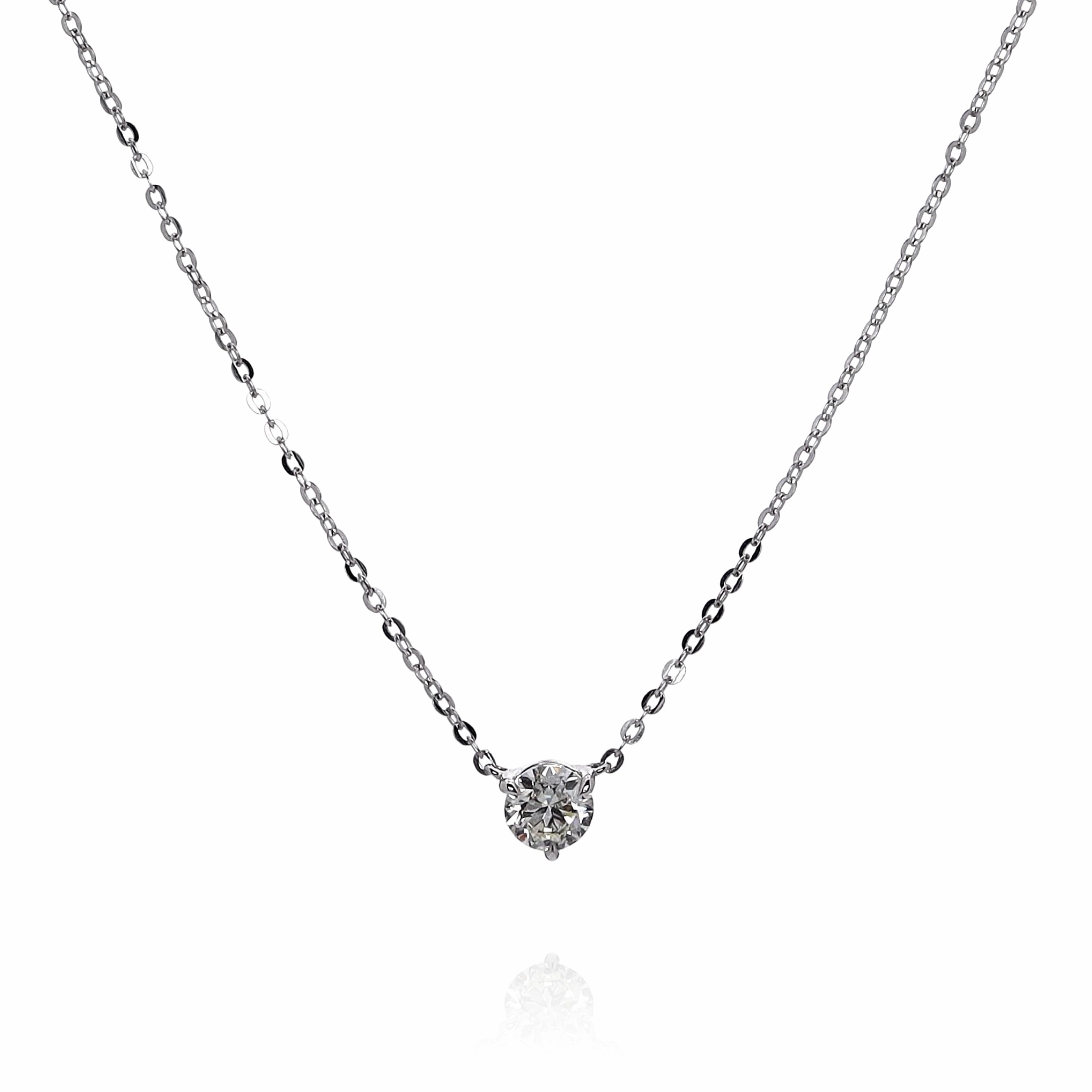 18k White Gold 1.00ct Diamond Solitaire Pendant Necklace