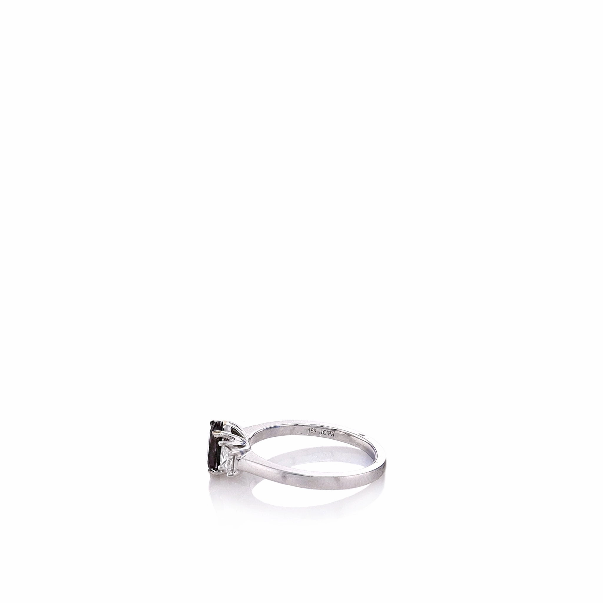18k White Gold 1.17ct Oval Alexandrite and Diamond Three Stone Ring