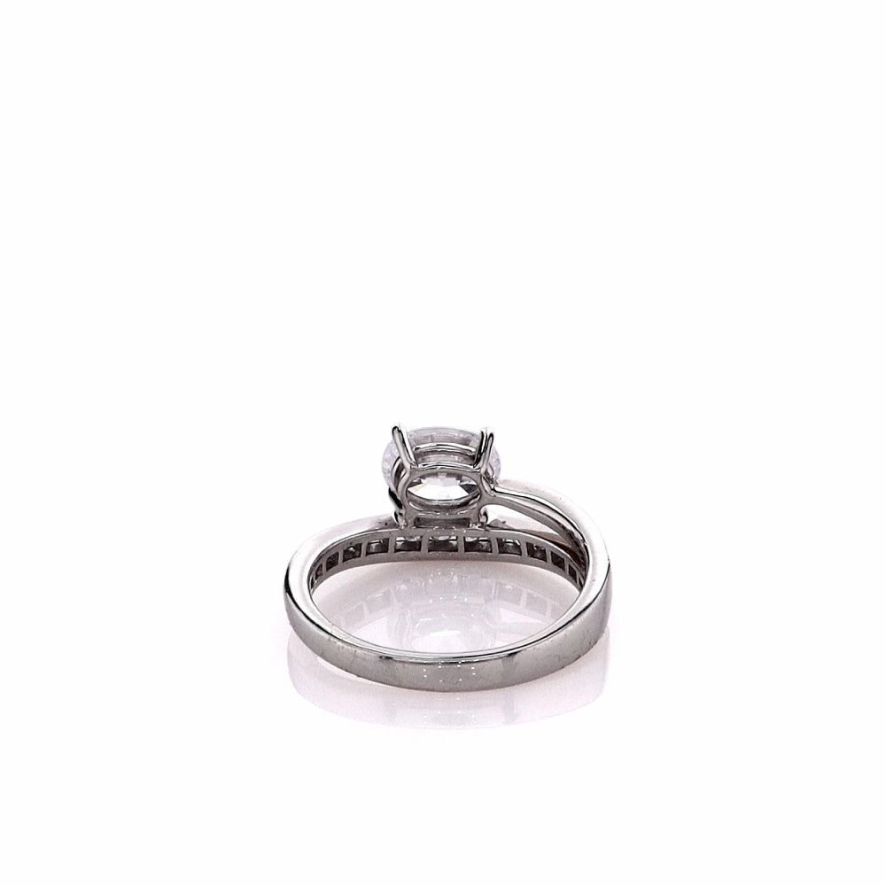 18k White Gold Milgrain Cubic Zirconia and Diamond Ring