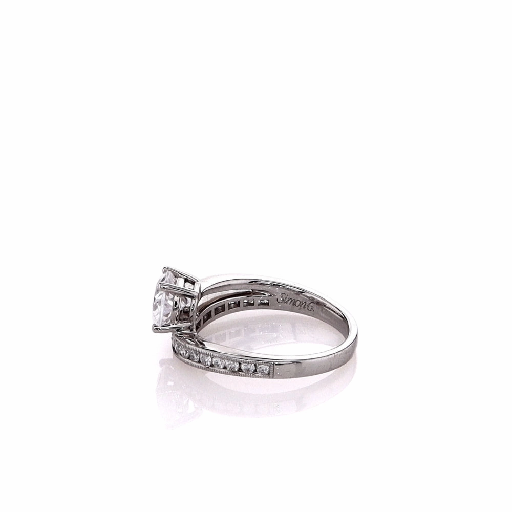 18k White Gold Milgrain Cubic Zirconia and Diamond Ring