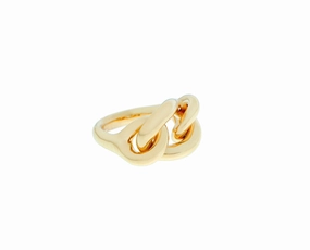 18K yellow gold ring with chain
