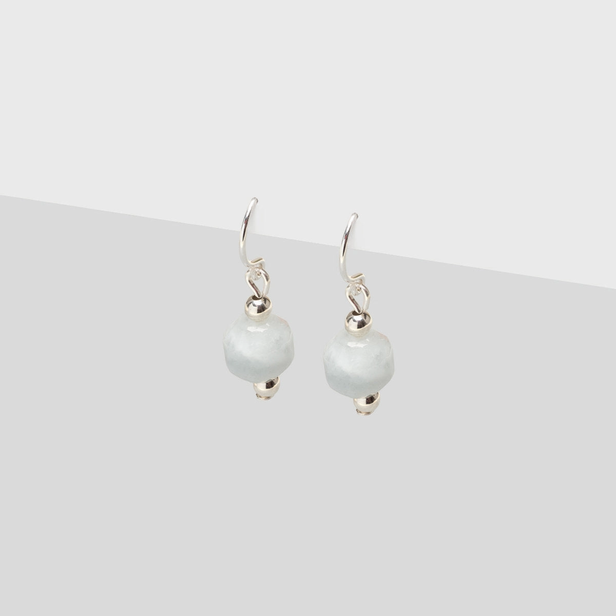 925 Sterling Silver Aquamarine French Hook Earrings