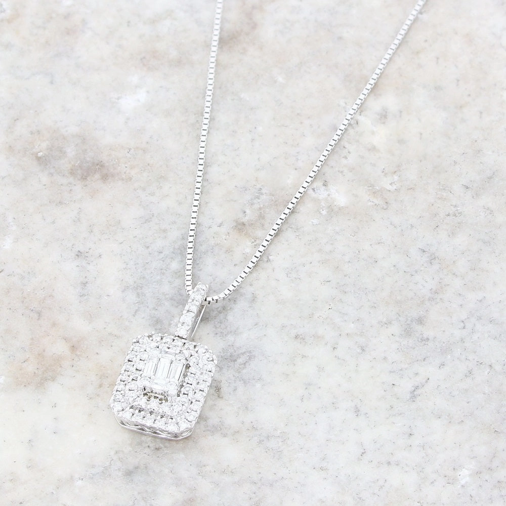 9ct White Gold 0.35cts Diamond Set Pendant and Chain Necklace