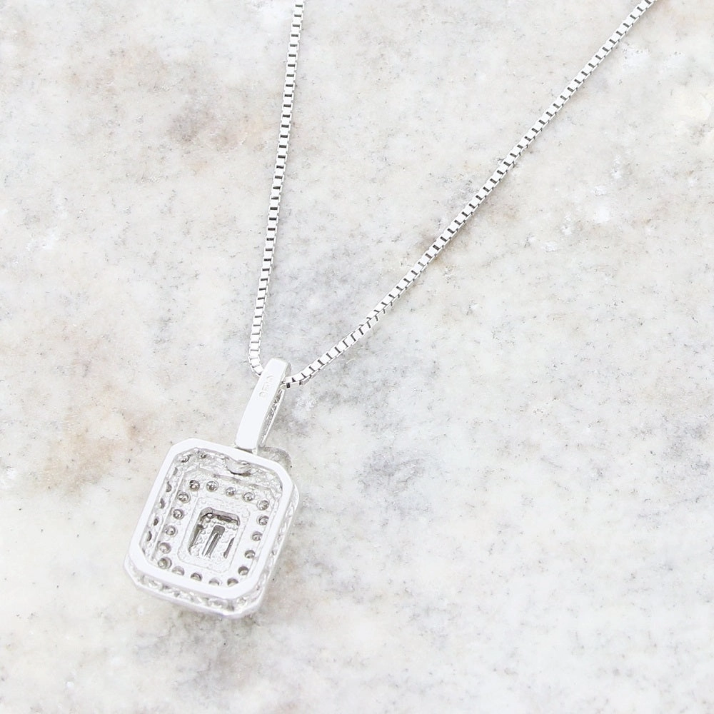 9ct White Gold 0.35cts Diamond Set Pendant and Chain Necklace