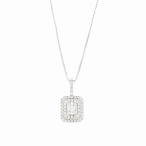 9ct White Gold 0.35cts Diamond Set Pendant and Chain Necklace