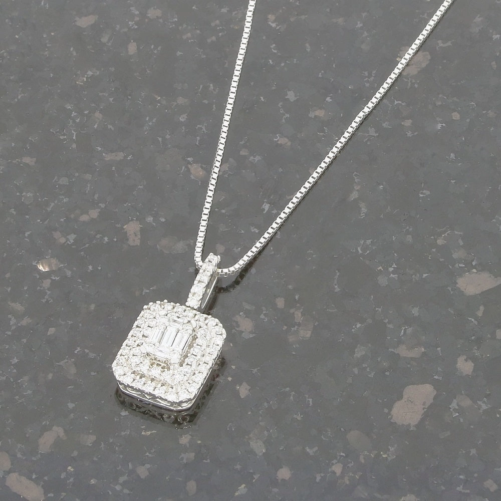 9ct White Gold 0.35cts Diamond Set Pendant and Chain Necklace