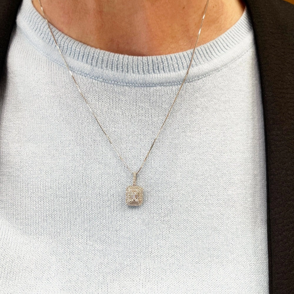 9ct White Gold 0.35cts Diamond Set Pendant and Chain Necklace