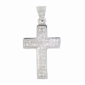 9ct White Gold 1.00ct Diamond Set Cross Pendant