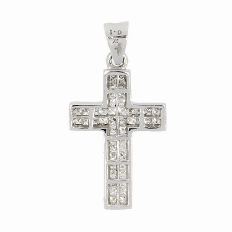 9ct White Gold 1.00ct Diamond Set Cross Pendant