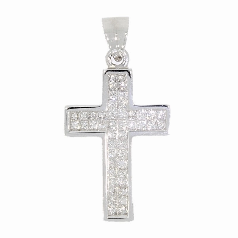 9ct White Gold 1.00ct Diamond Set Cross Pendant