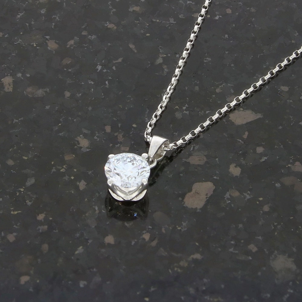 9ct White Gold 1.00cts Lab Grown Brilliant Cut Diamond Pendant and Chain