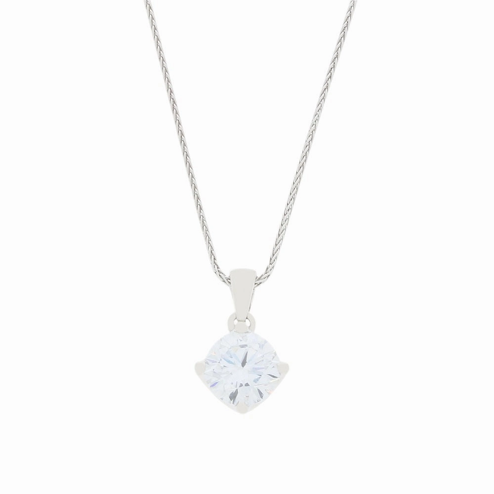9ct White Gold 1.00cts Lab Grown Brilliant Cut Diamond Pendant and Chain