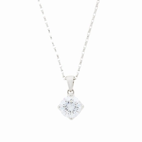 9ct White Gold 1.00cts Lab Grown Brilliant Cut Diamond Pendant and Chain
